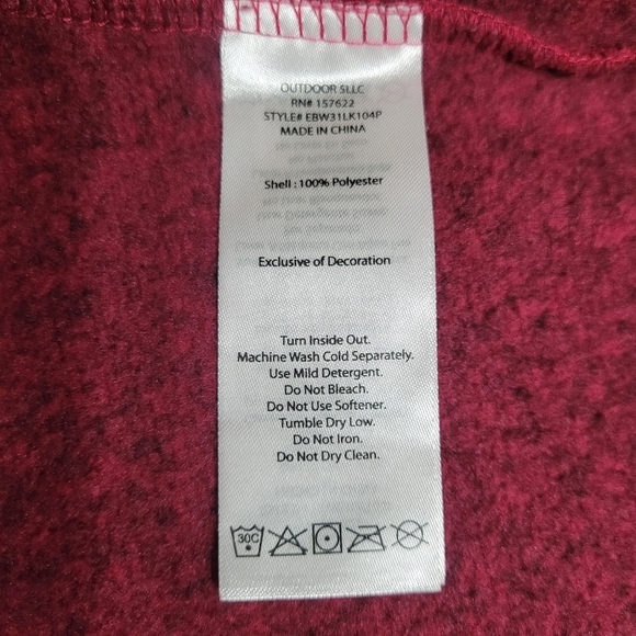 Eddie Bauer Dark Pink Full Zip Mock Neck Fleece Jacket Women's Large - Picture 5 of 8